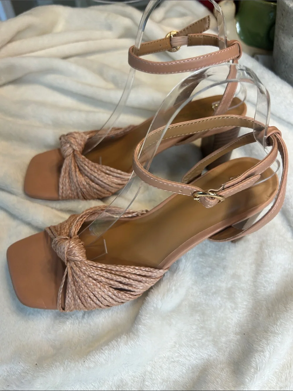 Kensie Tan Braided Knot Ankle-Strap Heels